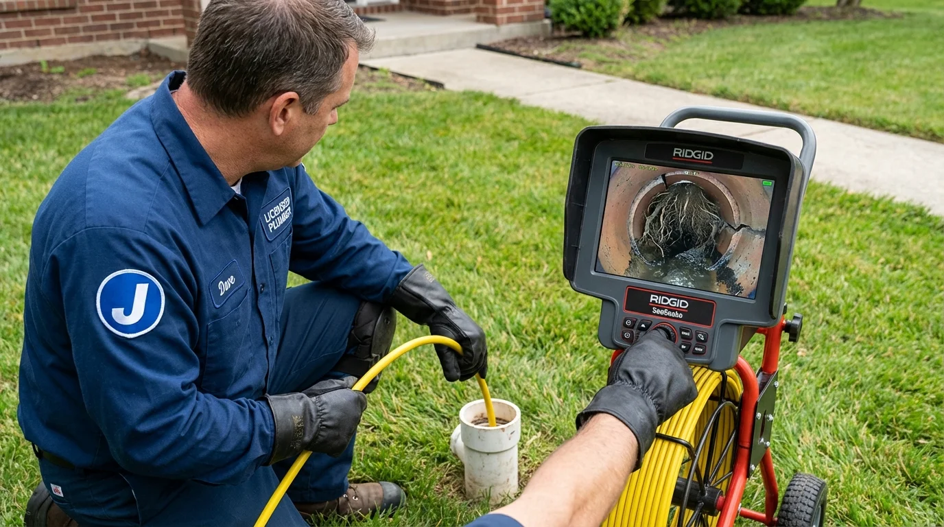 Sewer camera inspection being performed by Johns Plumbing LLC in Due West