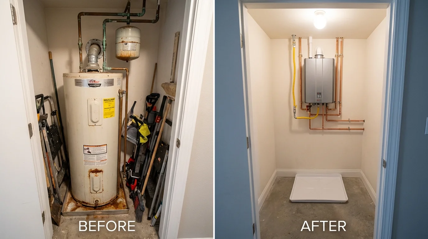 Tank water heater versus wall-mounted tankless unit comparison for Due West, SC homeowners
